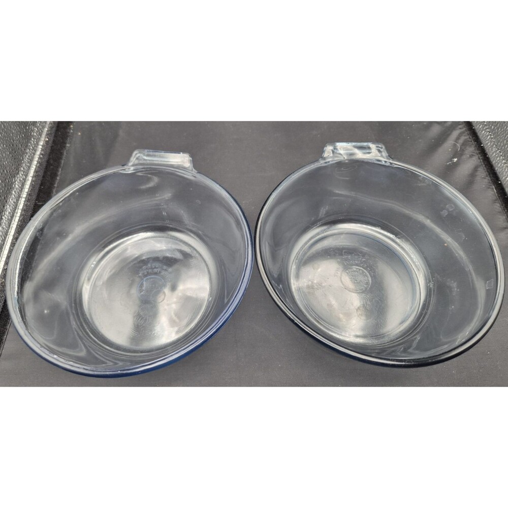3 Vtg Pyrex 832B Flameware 7" Glass Casserole Sauce Pan Dishes No Handles Includ